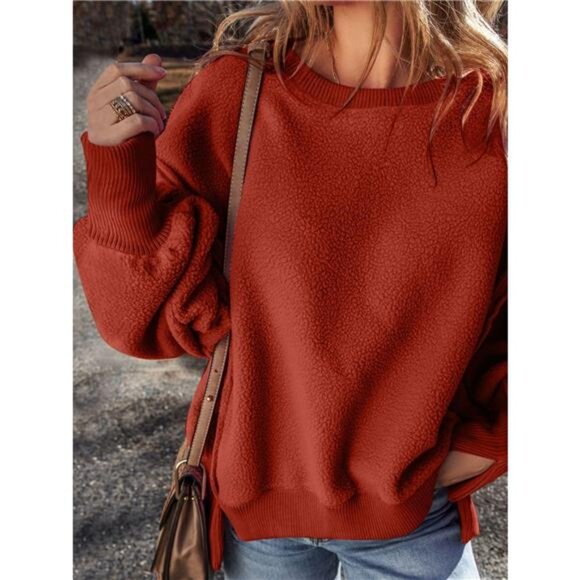 Round Neck Dropped Shoulder Sweatshirt - Picture 11 of 16